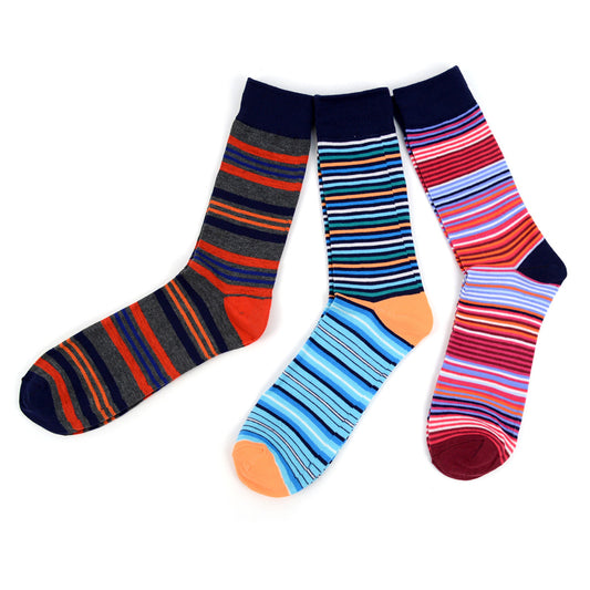 Assorted Fun Socks Men's Casual Fancy Color Stripes Socks 3 Pairs Novelty Socks Funny Socks 3 Pack Dad Gifts Cool Socks Funny Groomsmen