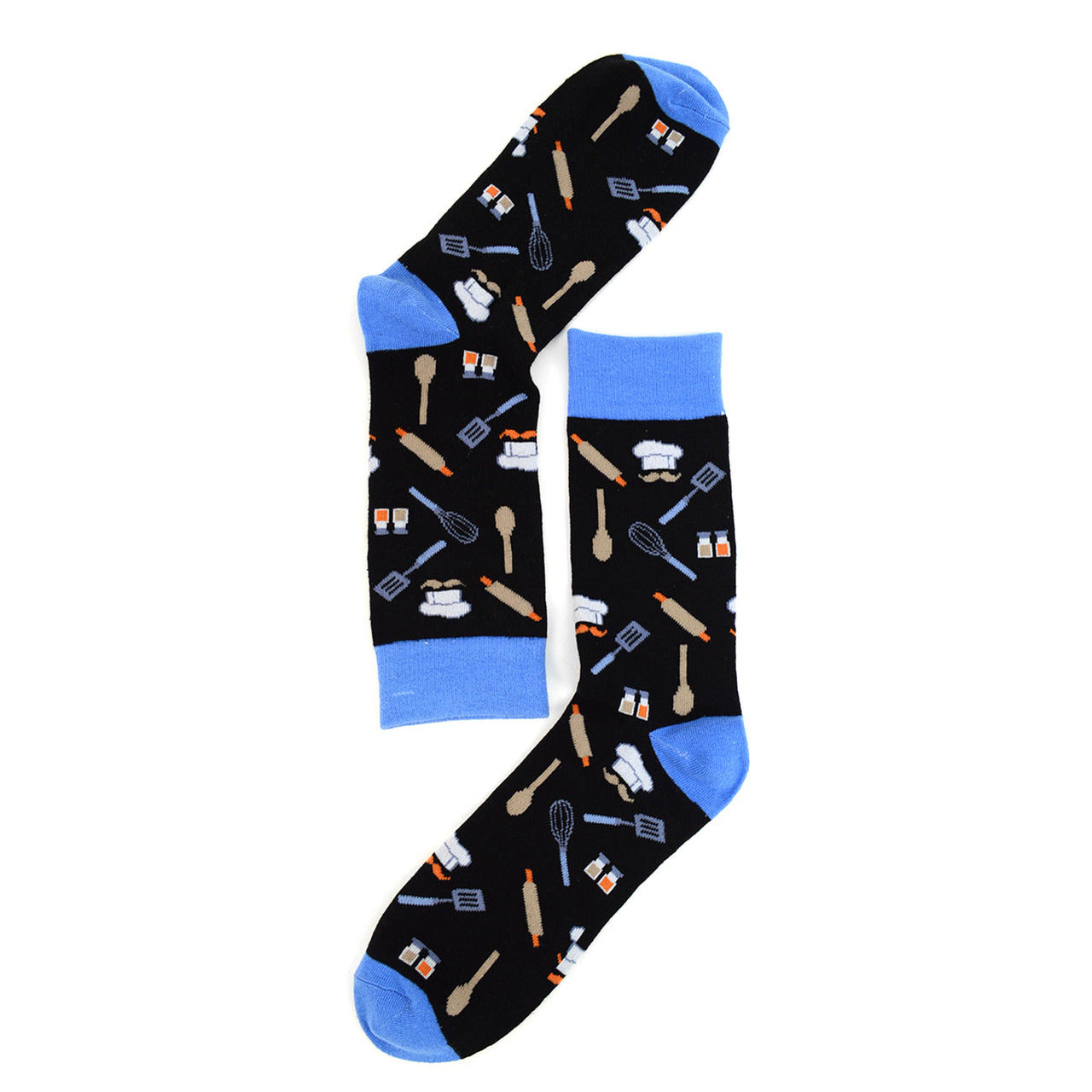 Fun Socks Men's Cook Chef Novelty Socks Black and Blue Cooking Lovers Restaurant Owner Gifts
