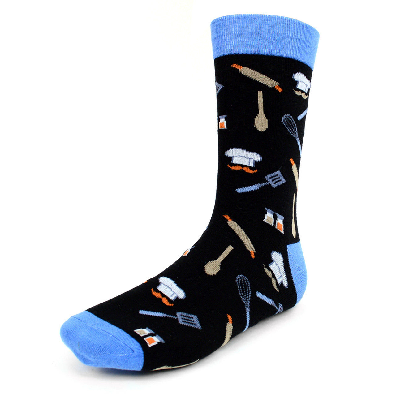 Fun Socks Men's Cook Chef Novelty Socks Black and Blue Cooking Lovers Restaurant Owner Gifts