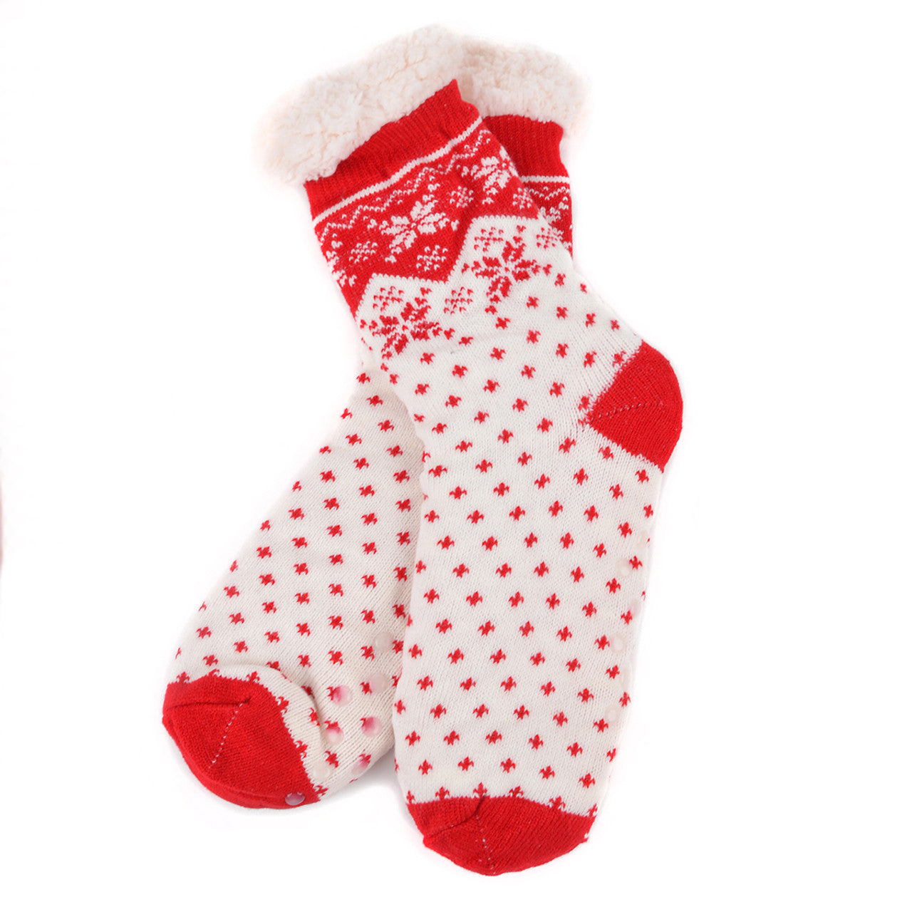 Women's Plush Fleece Lined Sherpa Slipper Socks Snowflakes Design Fluffy Socks Warm Socks Fuzzy Socks