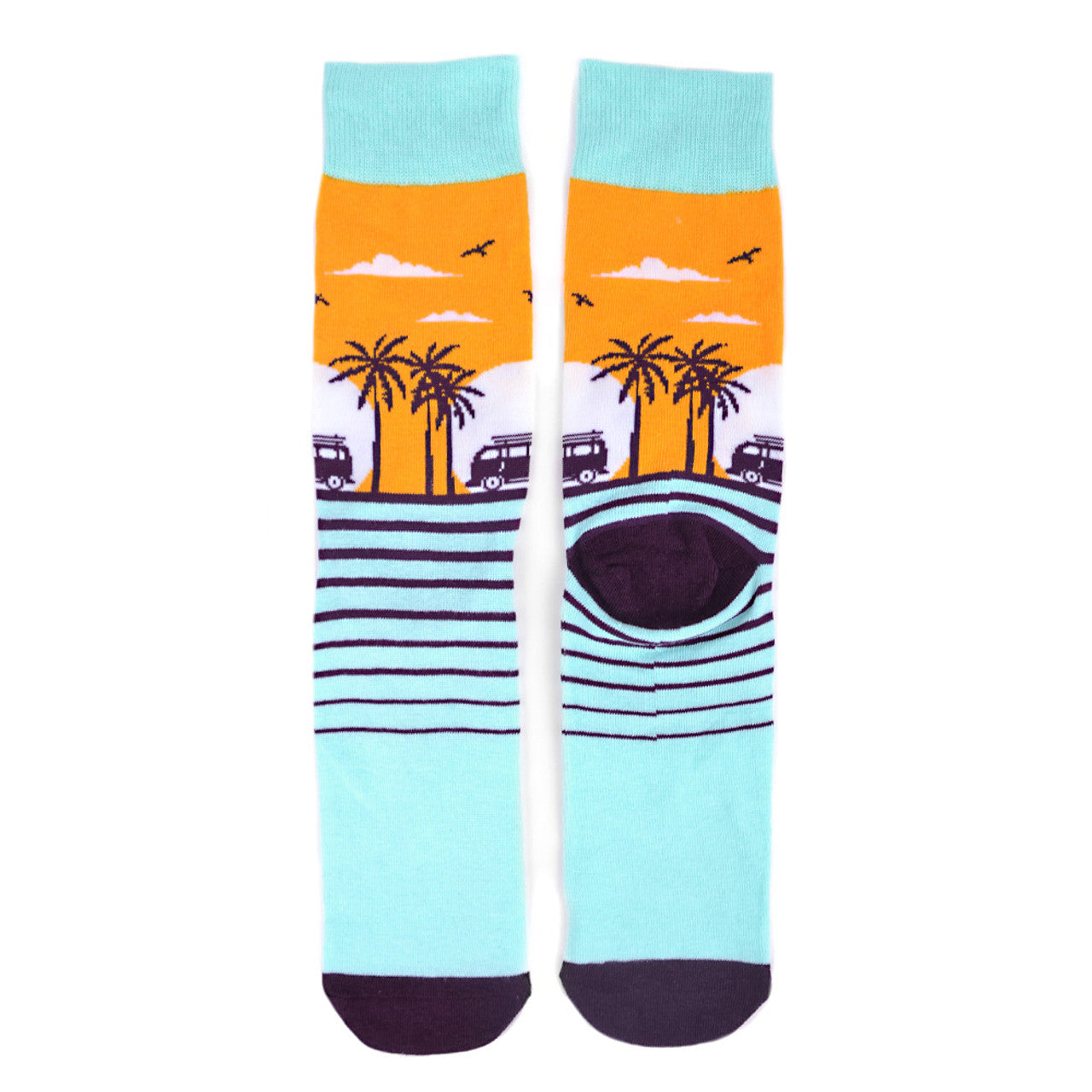 Hawaii Beach Novelty Socks Crazy Tropical Sunset Socks Cool Socks Funny Groomsmen Socks Fun Crazy Beach Life Crew Socks