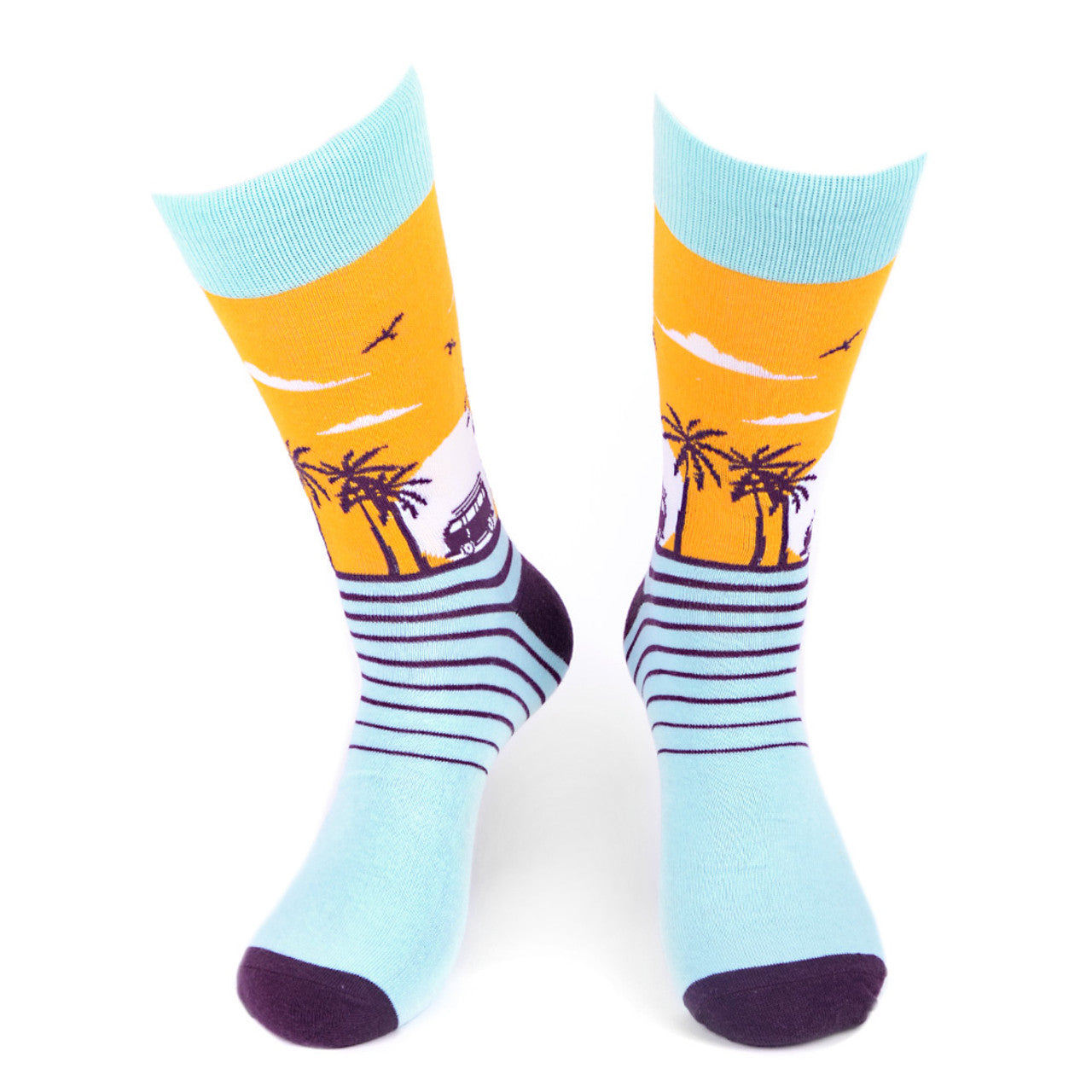 Hawaii Beach Novelty Socks Crazy Tropical Sunset Socks Cool Socks Funny Groomsmen Socks Fun Crazy Beach Life Crew Socks