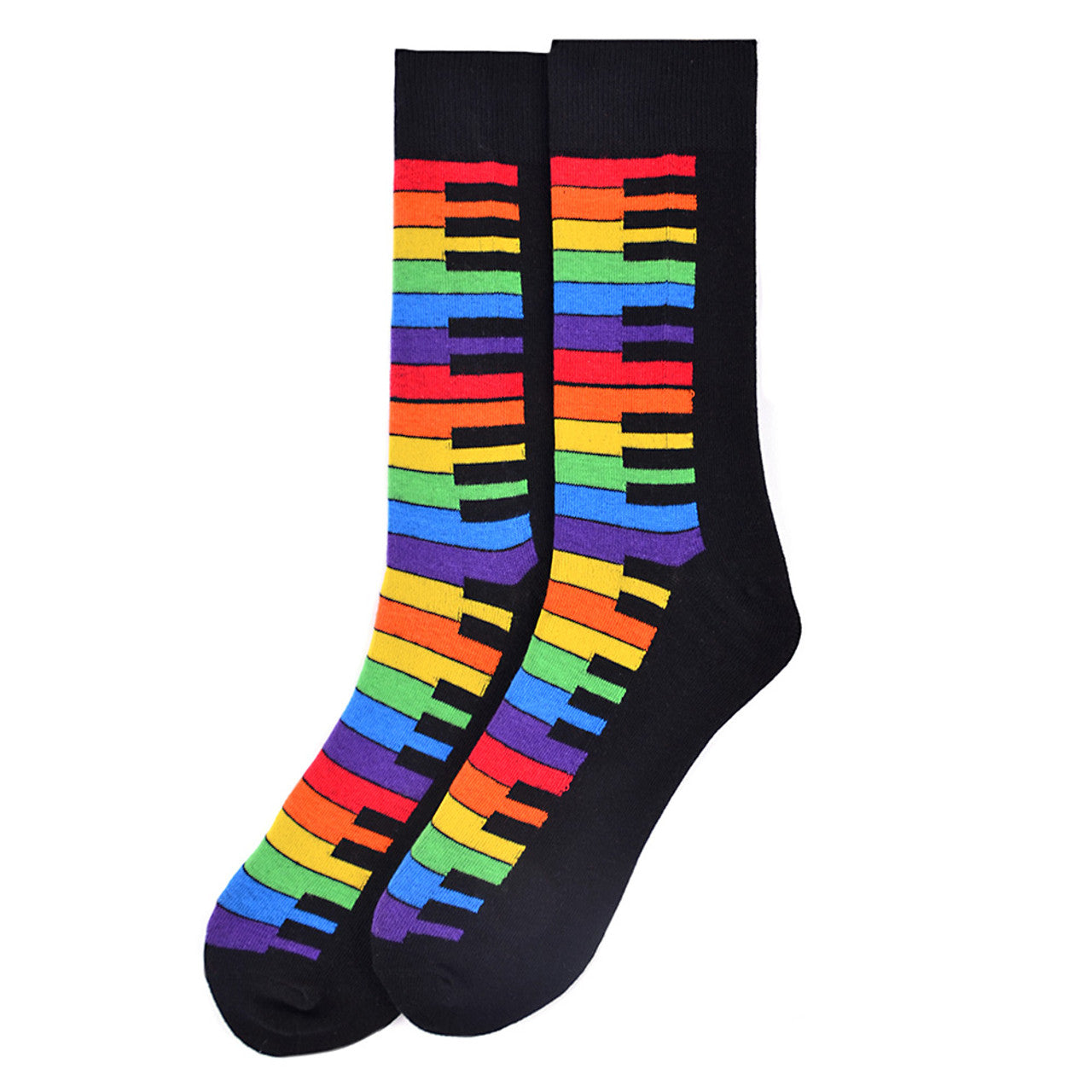 Rainbow Piano Keys Novelty Socks Crazy Music Socks Keyboard Cool Socks Funny Groomsmen Socks Rainbow Colors of My Life Crew Socks