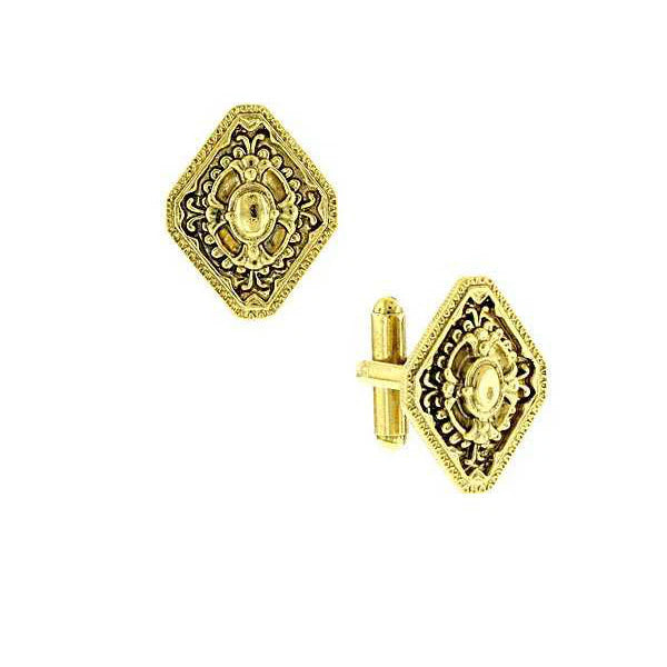 Men's Cufflinks Gold Diamond-Shaped Cuff Links