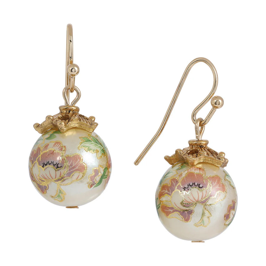 Women's Earring Jewelry Floral Faux Pearl Decal Wire Drop Earrings