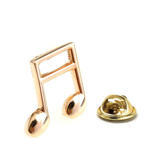 JayPins Gold Music Note Lapel Pin featuring a polished gold double note design — a stylish accessory for musicians, singers, and music lovers.