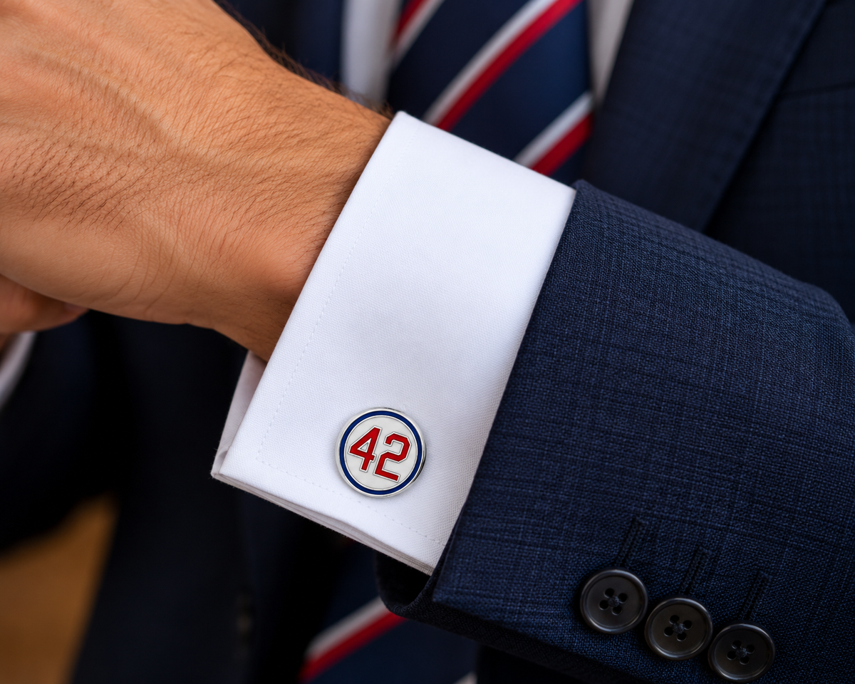 Jackie Robinson #42 Tribute Cufflinks blue suit