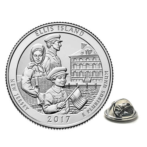 Ellis Island Coin Lapel Pin Uncirculated U.S. Quarter 2017 Tie Pin