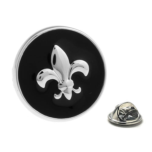 Fleur de lis Pin Black Enamel Pin 3D Design Tie Pin Fleur-de-lis Lapel Pin French Flower Symbol Lanyard Pin