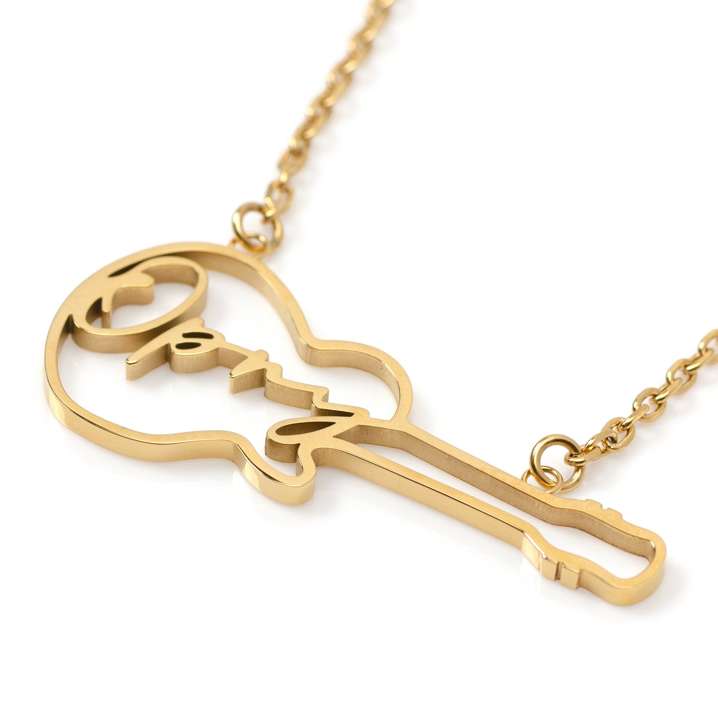 Grand Ole Opry 18K Gold Plated Stainless Steel Guitar Necklace