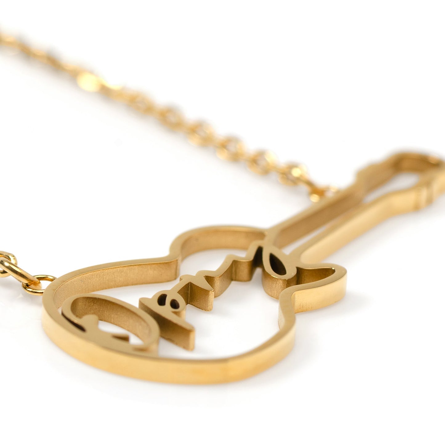 Grand Ole Opry 18K Gold Plated Stainless Steel Guitar Necklace