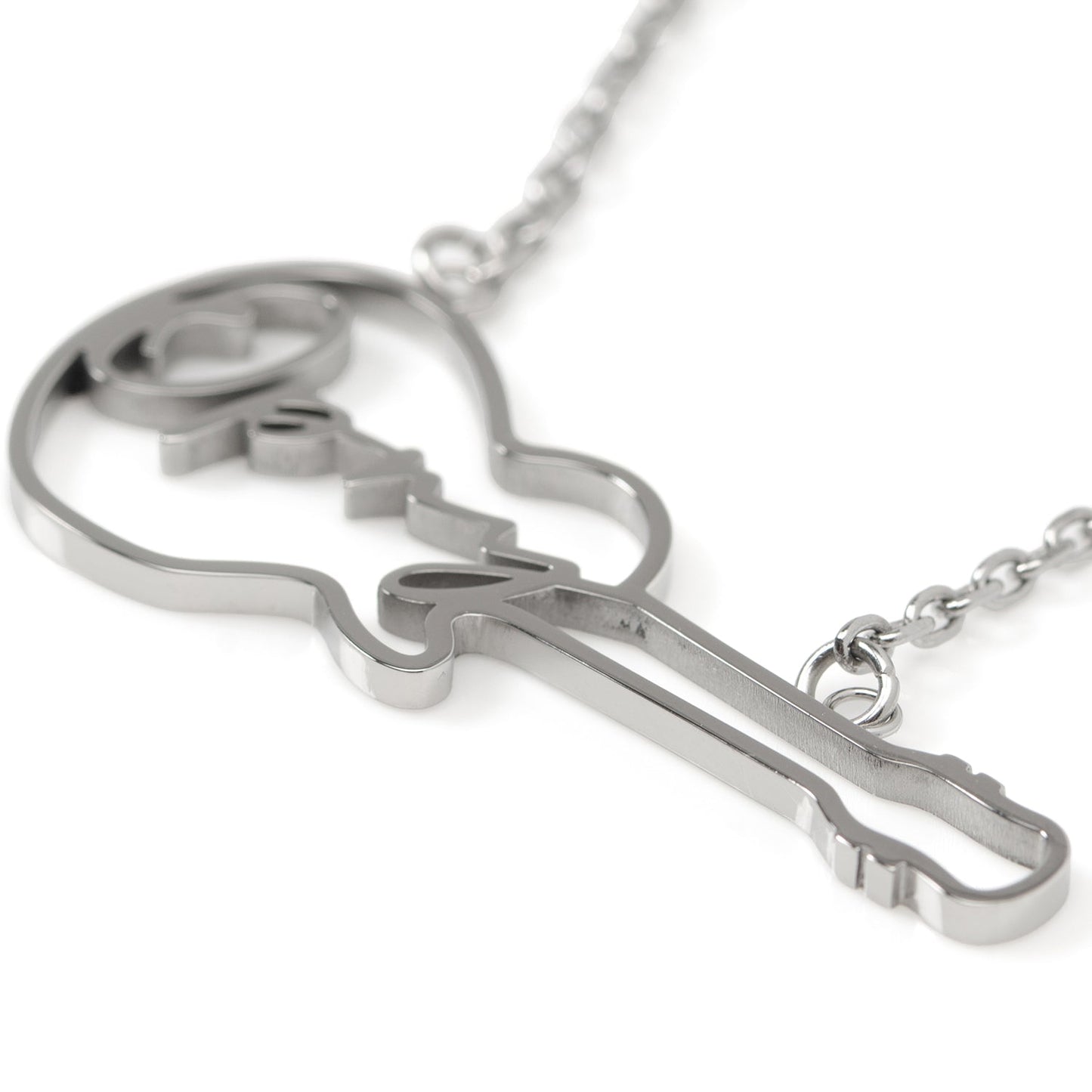 Grand Ole Opry Stainless Steel Silver Guitar Necklace