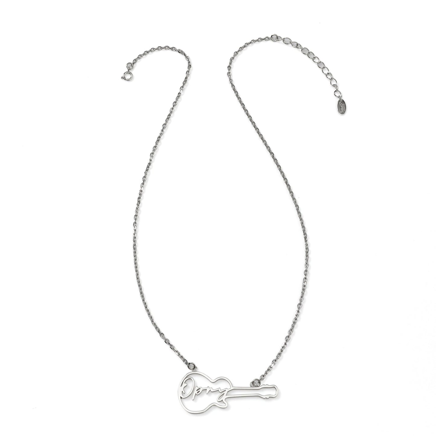 Grand Ole Opry Stainless Steel Silver Guitar Necklace