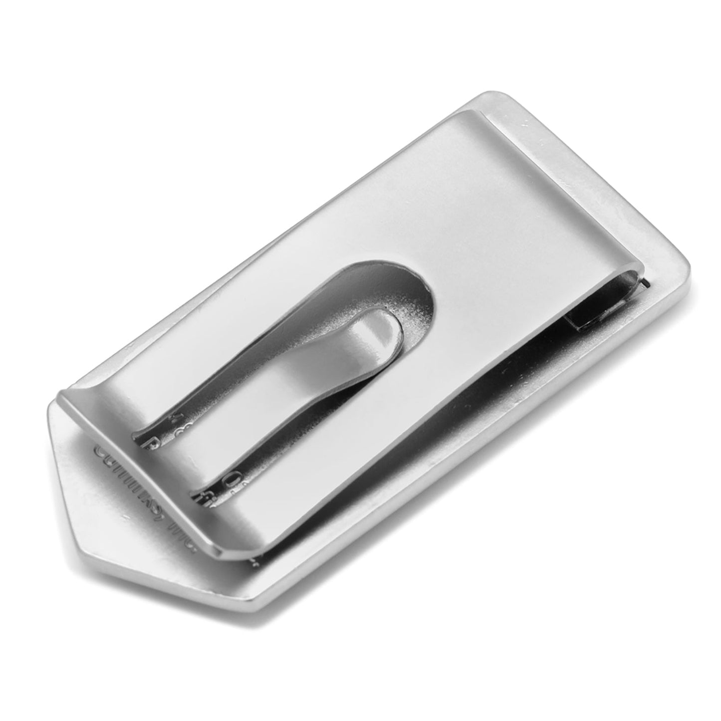 Metallic belt buckle on a white background