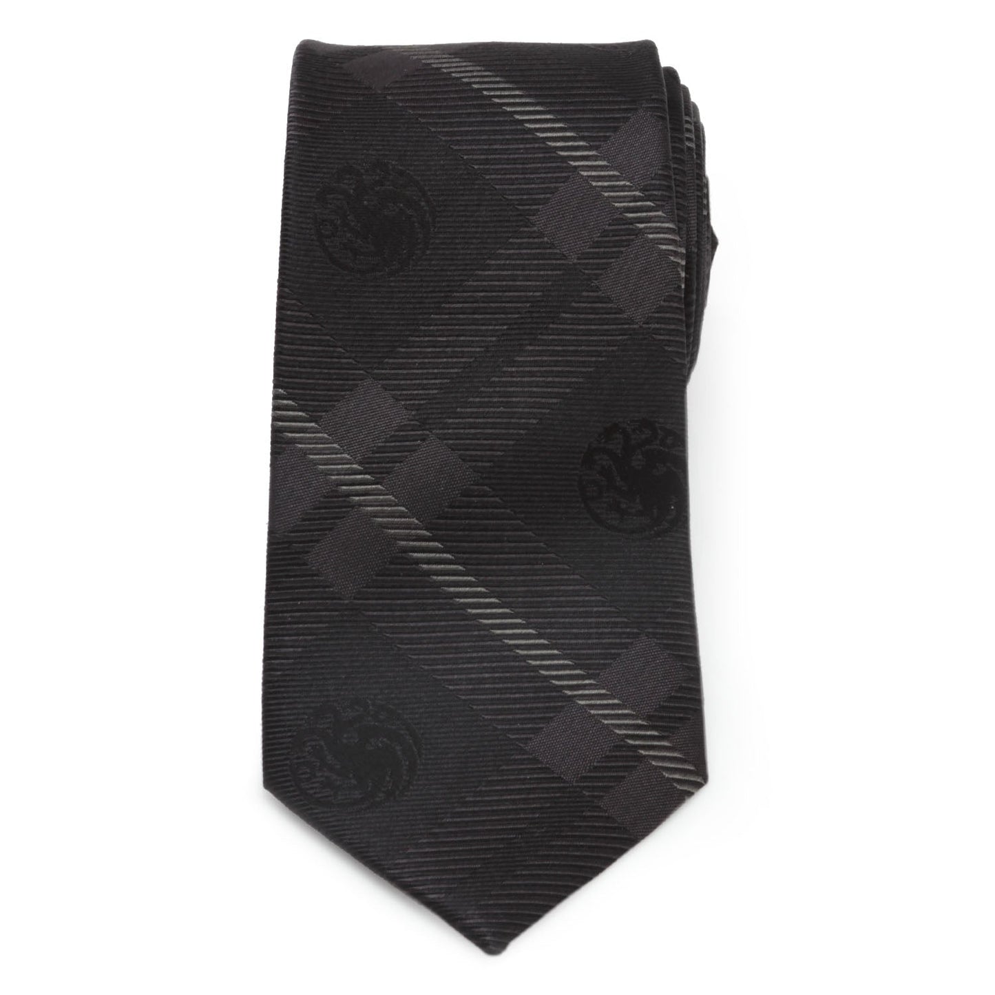 Game of Thrones Targaryen Dragon Black Plaid Silk Men's Tie