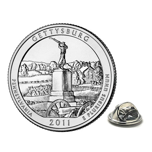 Gettysburg Coin Lapel Pin Uncirculated U.S. Quarter 2011 Tie Pin