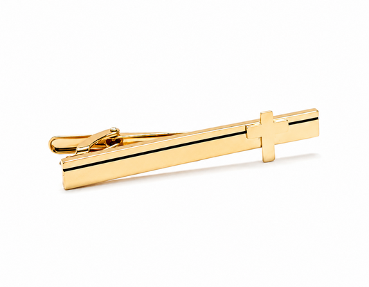 Gold Christian Cross Tie Clip for Men Faith Inspired Religious Tie Bar Formal Church Accessory