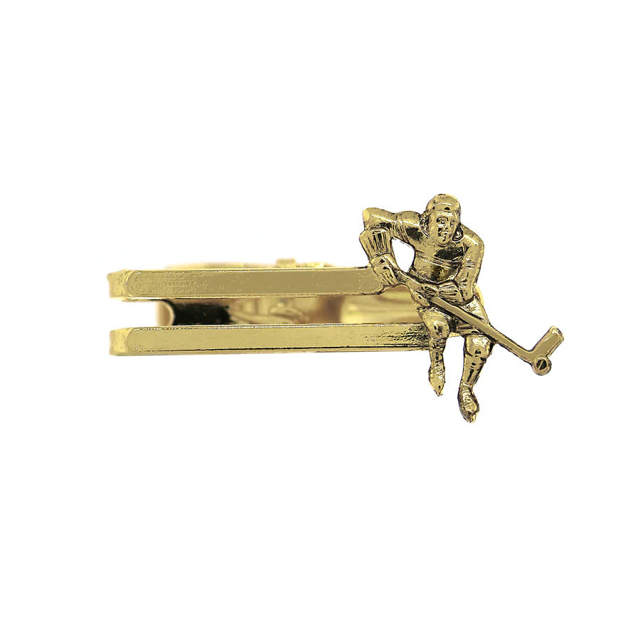 Men's Hockey Tie Clip Gold Hockey Player Tie Bar Clip