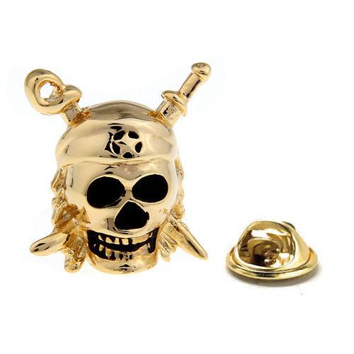 Pirate Skull Pin Gold Doubloon Color with Black Enamel Captain Star Lapel Pin Caribbean Pirates Pin Lanyard Pin Cosplay Pirate Pin
