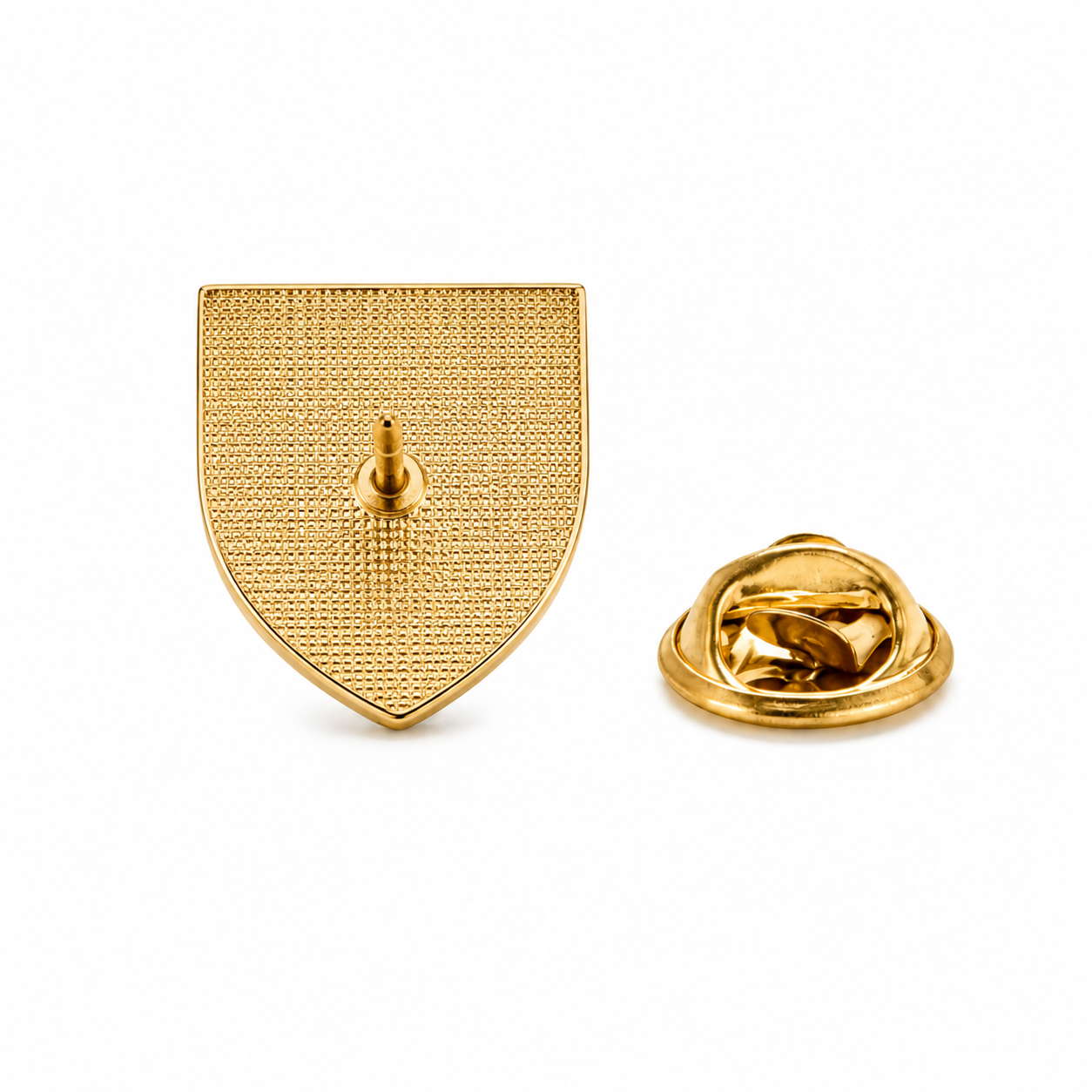 Gold butterfly clutch backing for lapel pin secure fastener detail