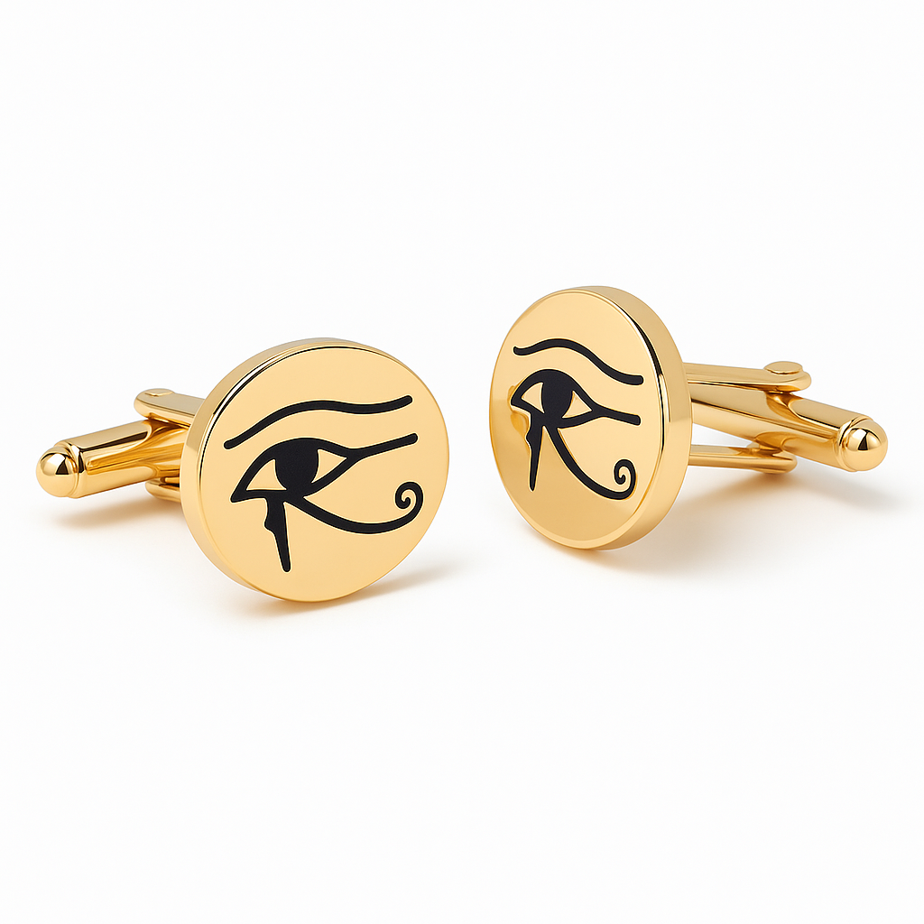 Gold Eye of Horus Cufflinks – Ancient Egyptian Symbol of Protection & Power
