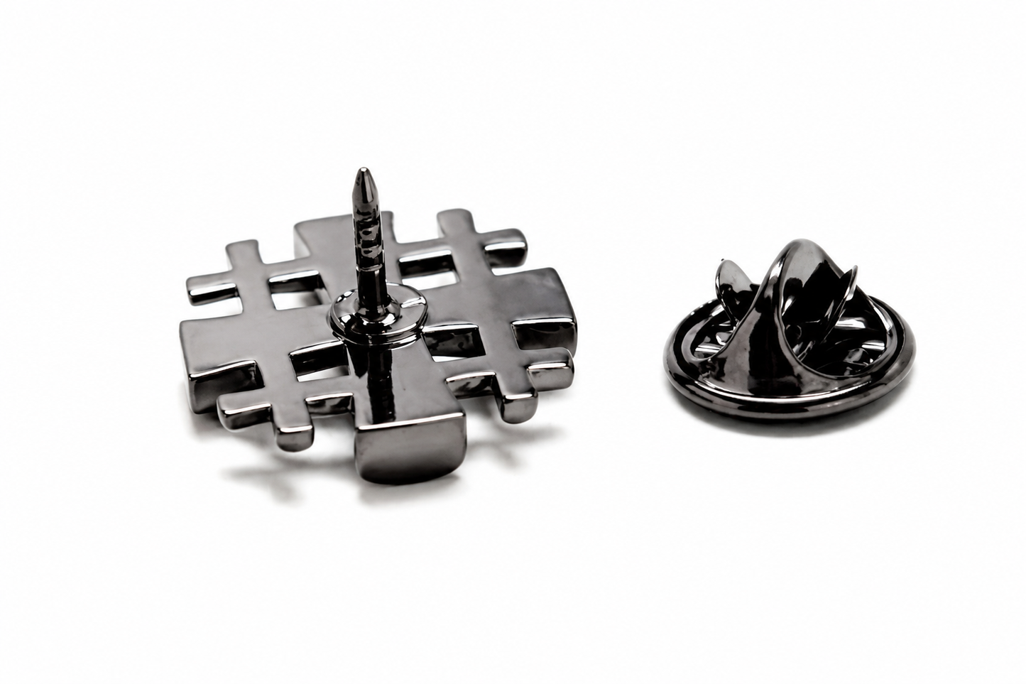 Back of Jerusalem Cross lapel pin showing post and clutch