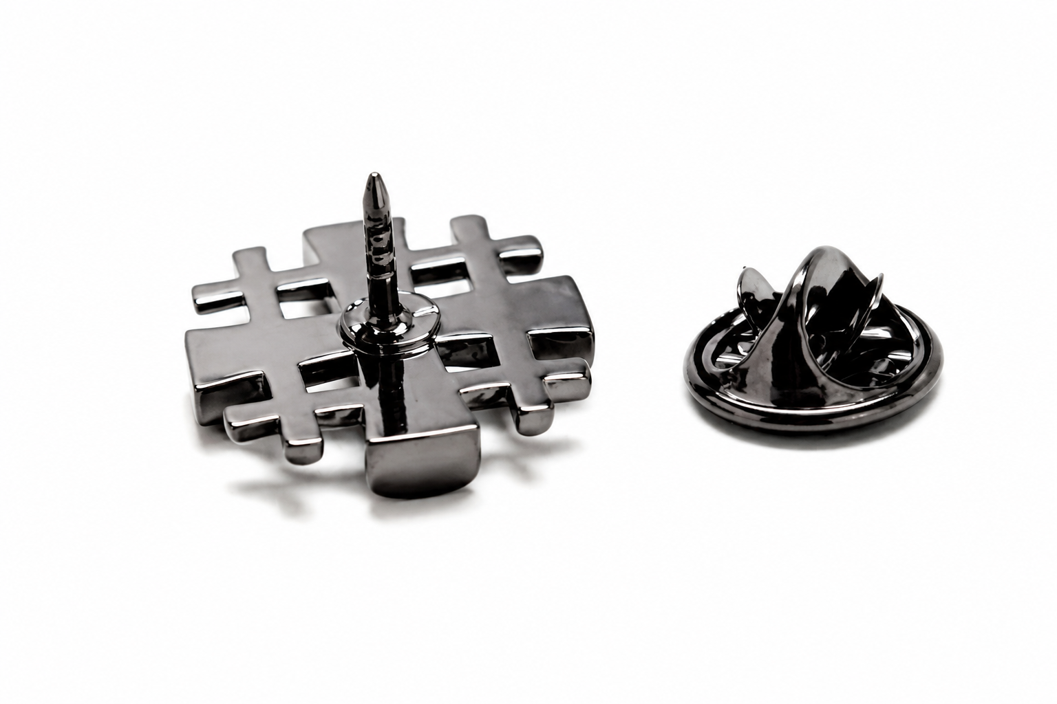 Back of Jerusalem Cross lapel pin showing post and clutch