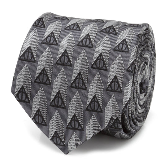 Harry Potter Deathly Hallows Gray Silk Men's Tie