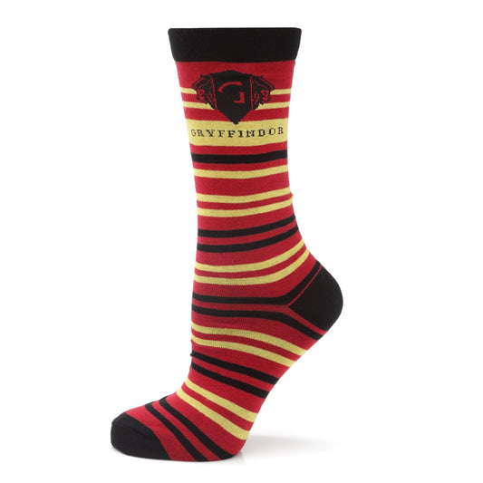 Gryffindor striped sock with black, red, and yellow colors on a white background
