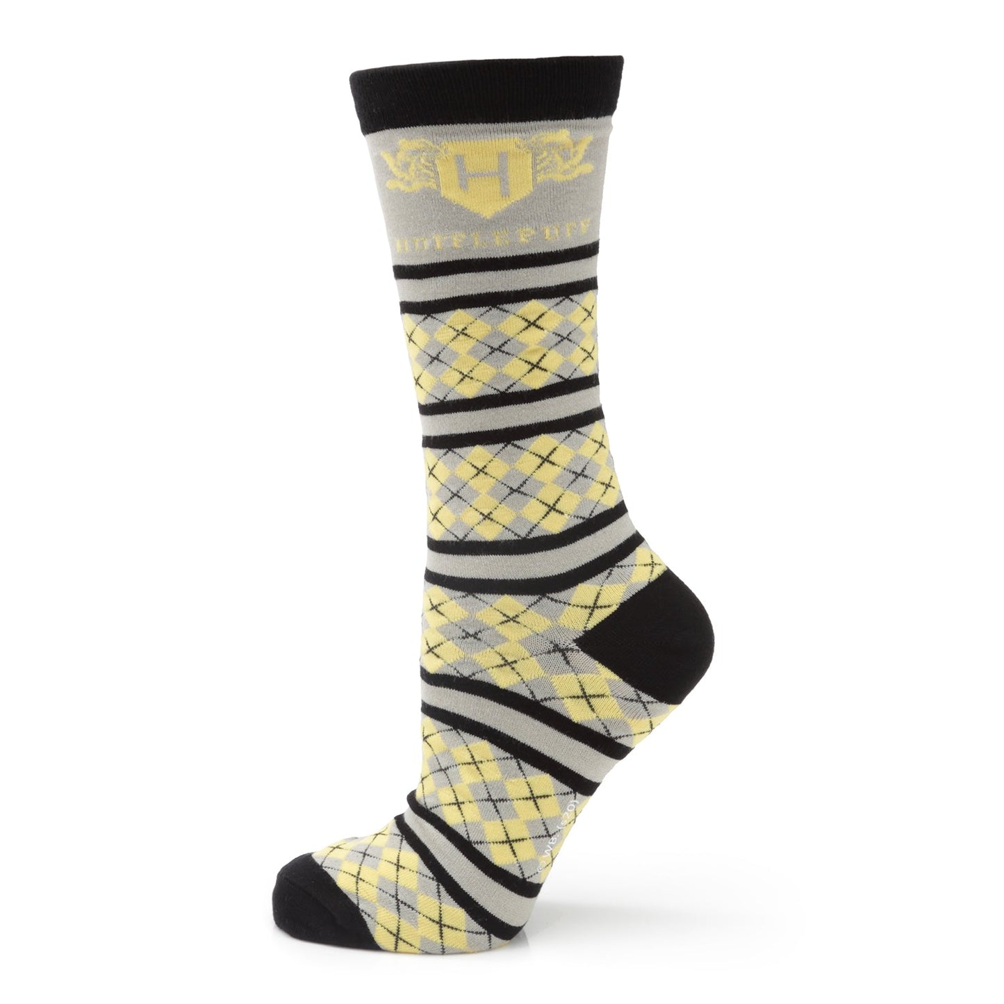 Harry Potter-themed sock with argyle pattern on a white background