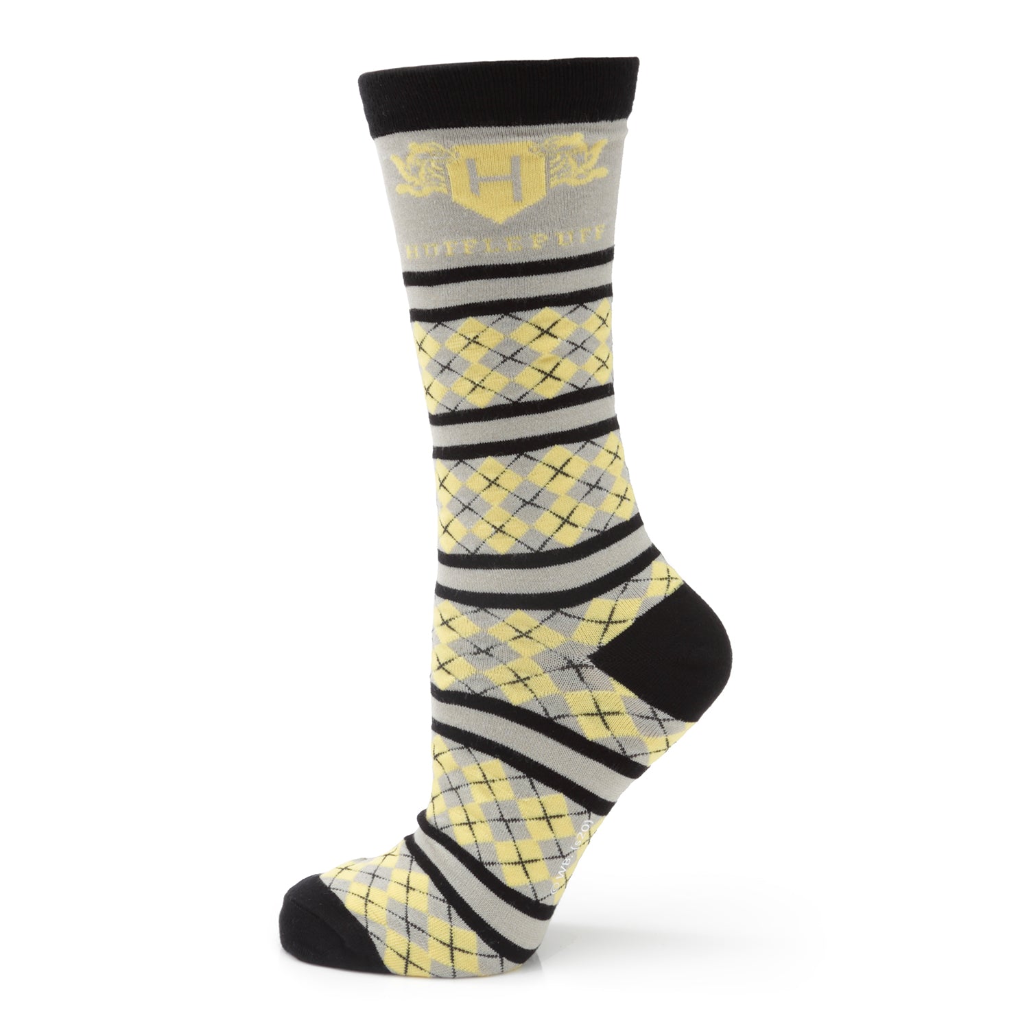 Harry Potter-themed sock with argyle pattern on a white background