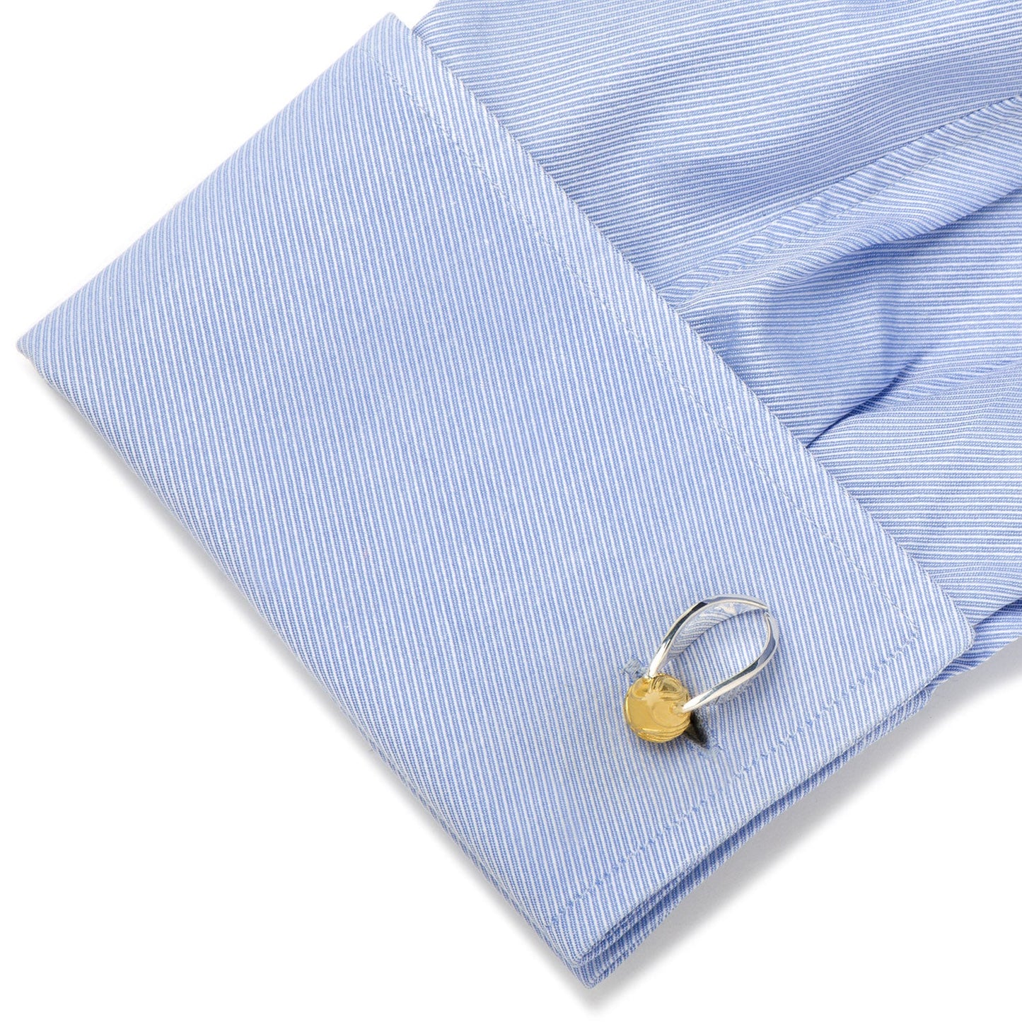 Harry Potter Golden Snitch 3D Cufflinks blue shirt