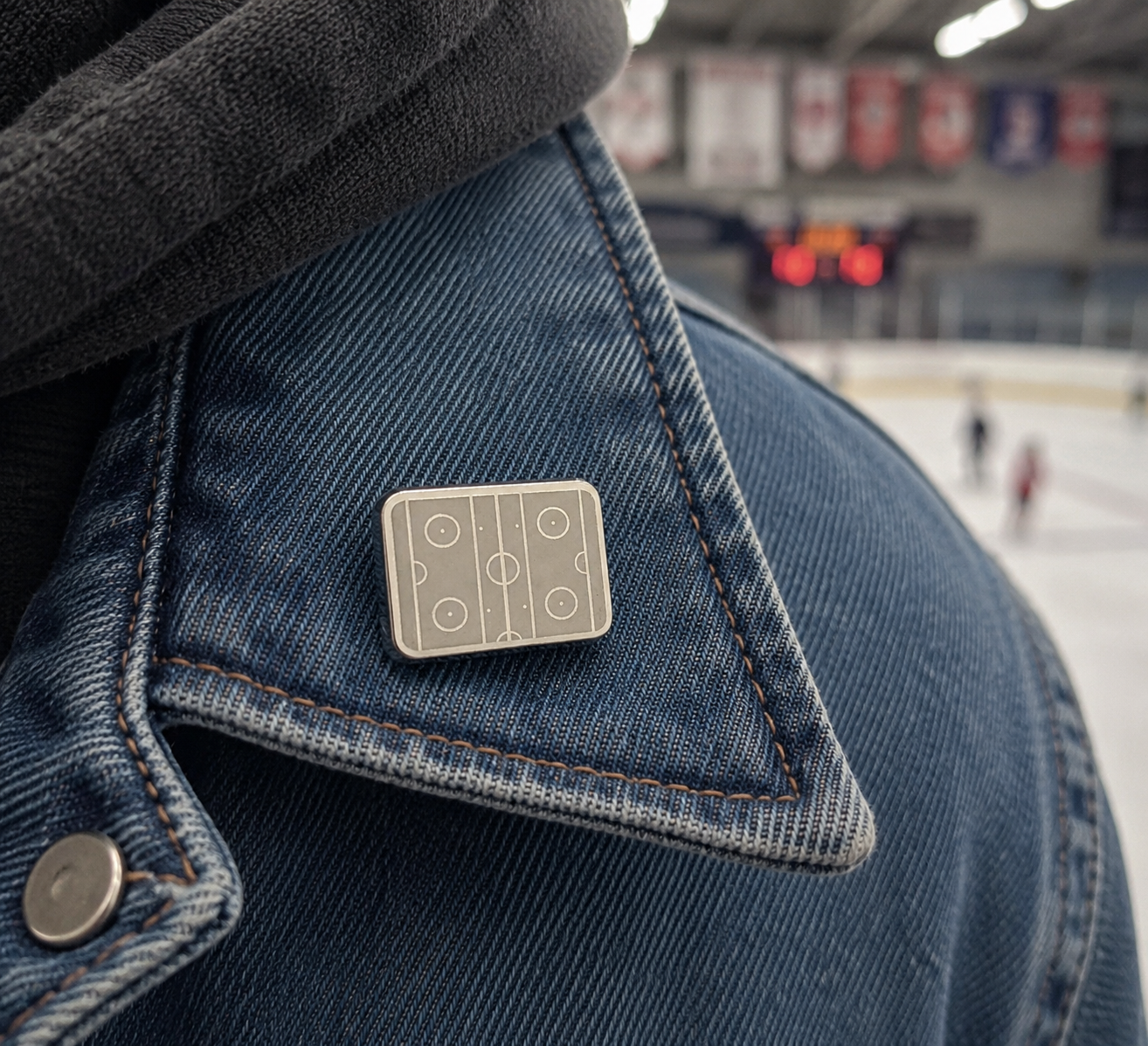 Ice Hockey Rink Lapel Pin  jacket 