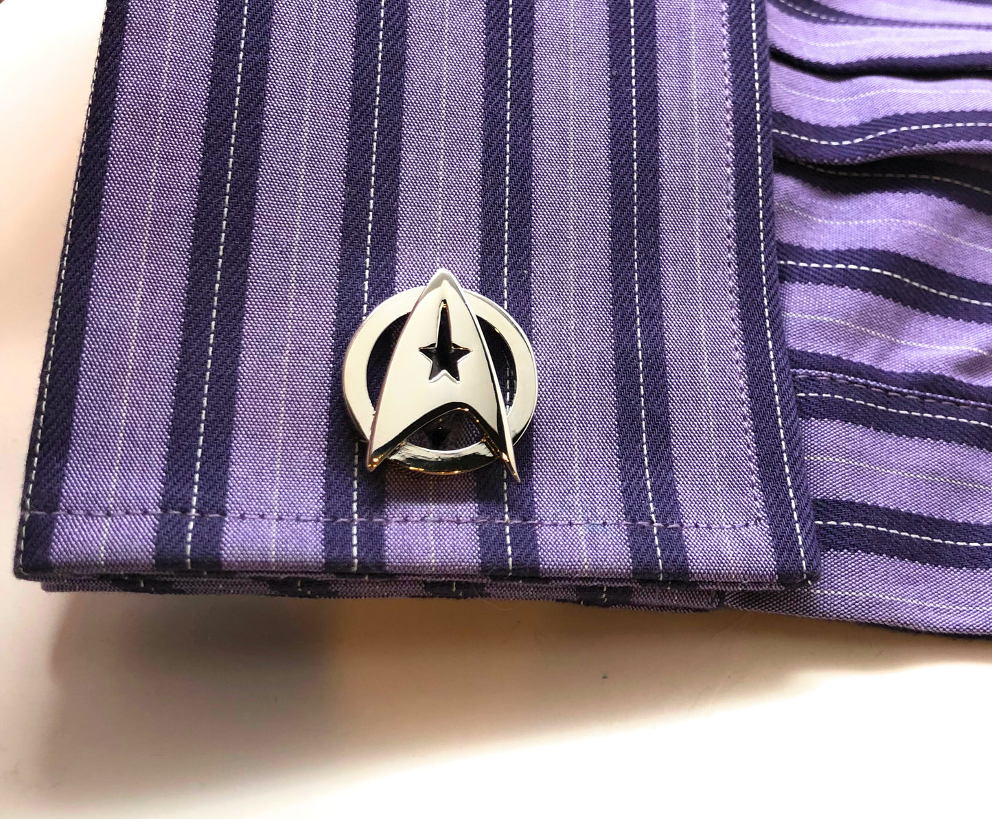 Officer Emblem Cufflinks Silver Space Badge Custom Cuff Links Star Trek Cosplay Cleaver Unique Star-fleet Academy Fleet