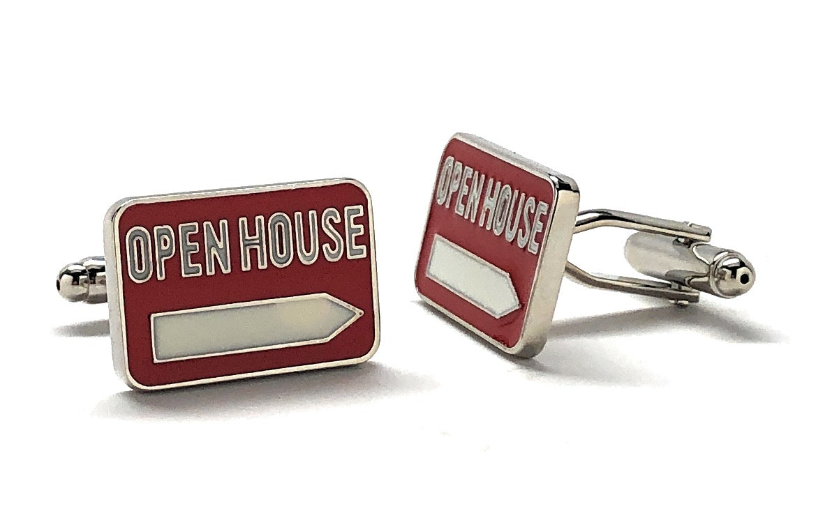 Open House Cufflinks Realtor Sign Real Estate Home Sale Cuff Links