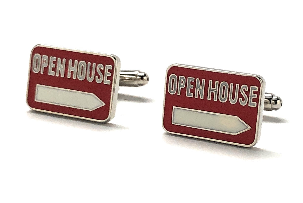 Open House Cufflinks Realtor Sign Real Estate Home Sale Cuff Links