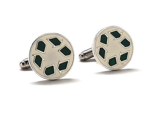 Recycling Symbol Cufflinks Recycling Street Sign White Green Enamel Cuff Links Recycling Sign Cuff Links Recycle