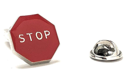 Stop Sign Pin Stop Sign Lapel Pin Red and White Color Enamel Pin Tie Tack Pin Traffic Pin