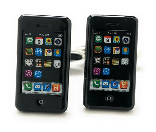 Mobile Phone Cufflinks Black Trim Smart Phone Cosplay Party Master High Tech Cell