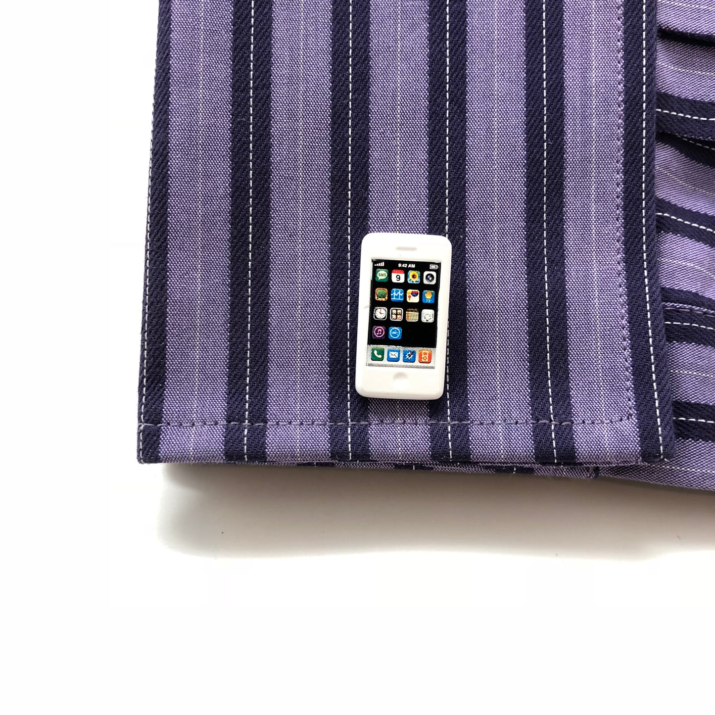 Mobile Phone Cufflinks White Trim Smart Phone Cosplay Party Master High Tech Cell