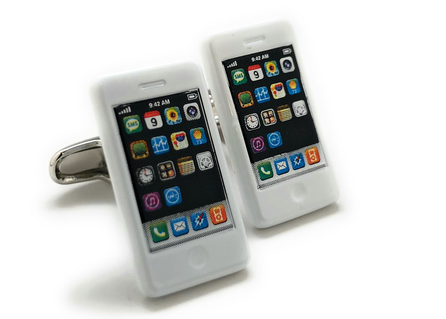 Mobile Phone Cufflinks White Trim Smart Phone Cosplay Party Master High Tech Cell