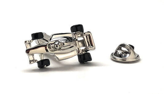 Formula 1 Pin Race Car Pin Silver Black Enamel Pin 3D Detailed Indy Car Lapel Pin Formula One Tie Pin Race Car Driver Gift Grand Prix Racing