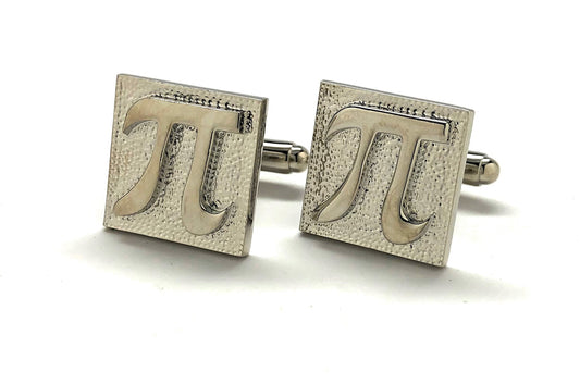PI Cufflinks Silver Embossed Design 3.14 PI Day Cuff Links