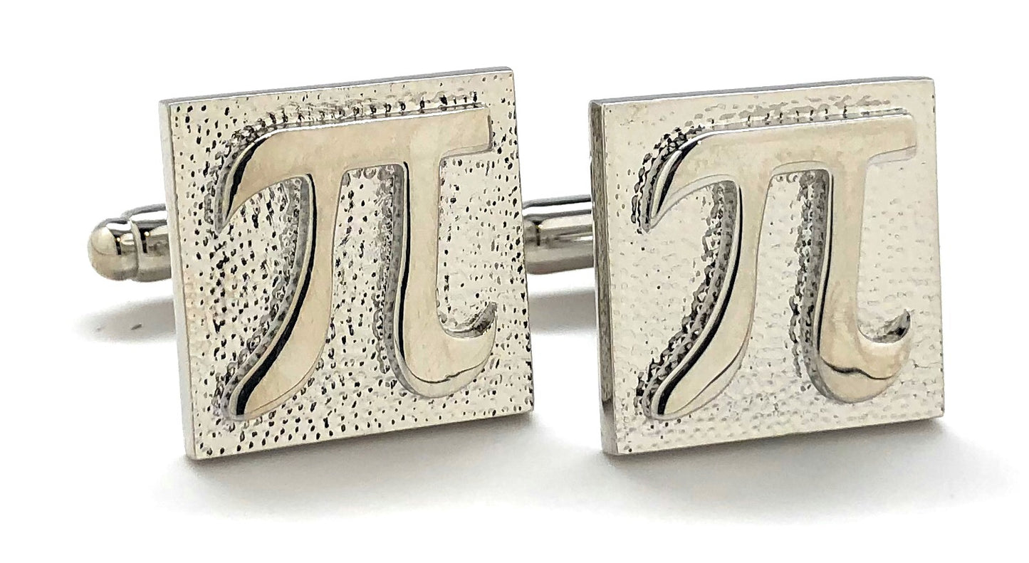 PI Cufflinks Silver Embossed Design 3.14 PI Day Cuff Links