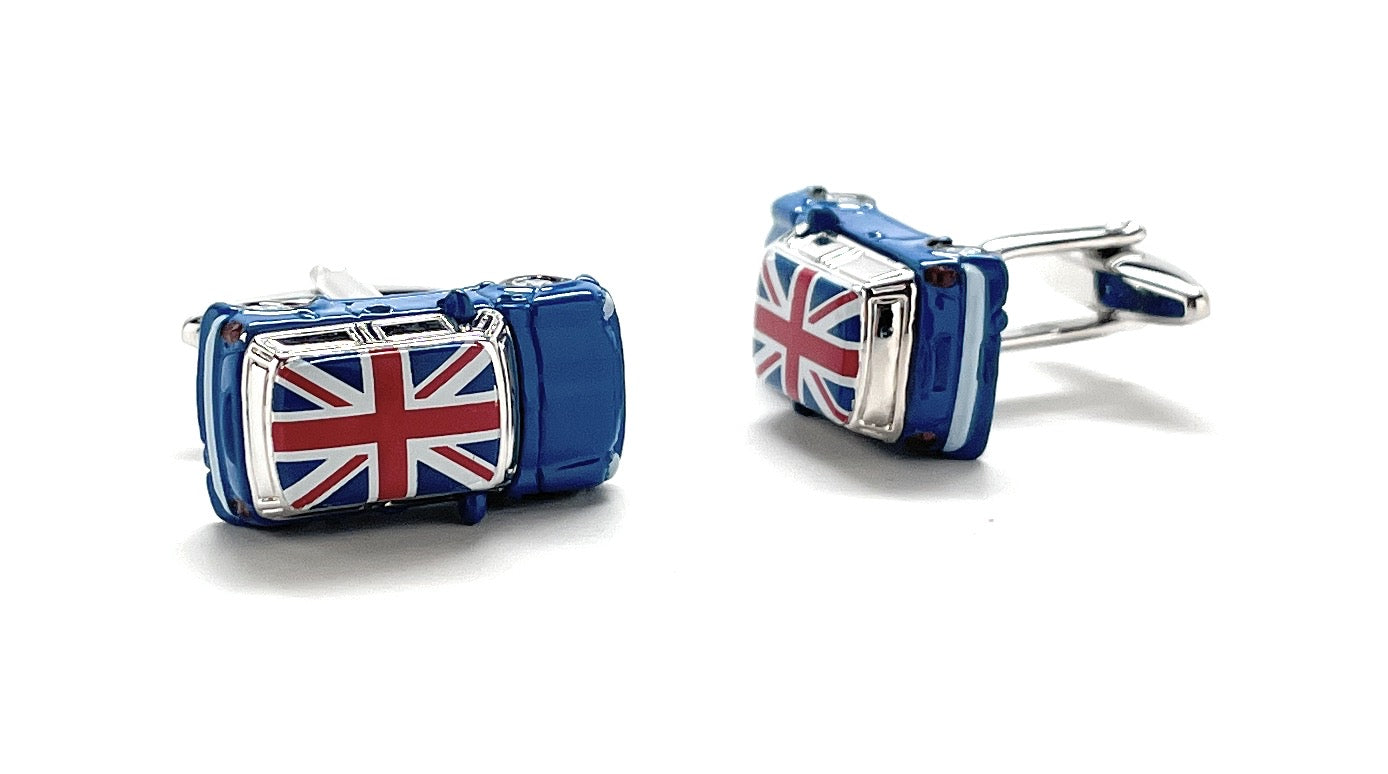 Cufflinks with Union Jack design on a white background