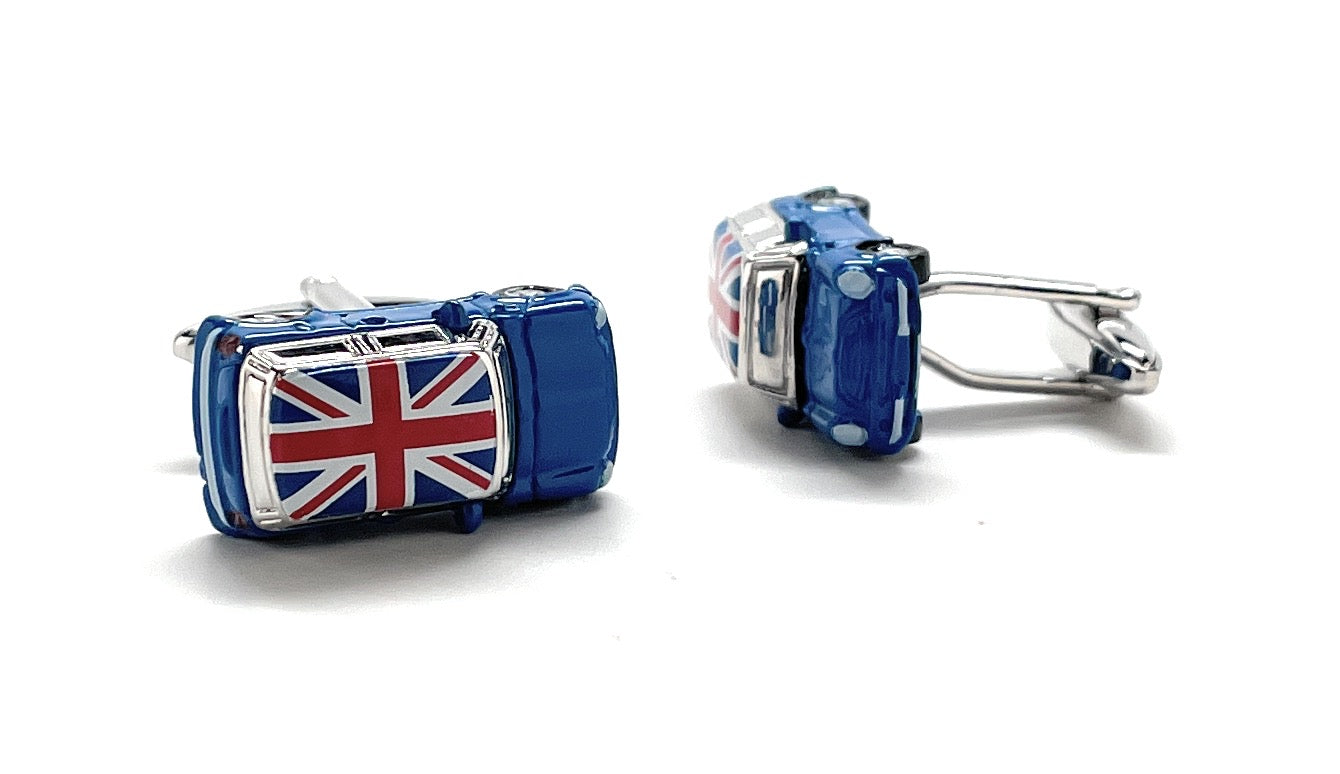 Cufflinks with Union Jack design on a white background
