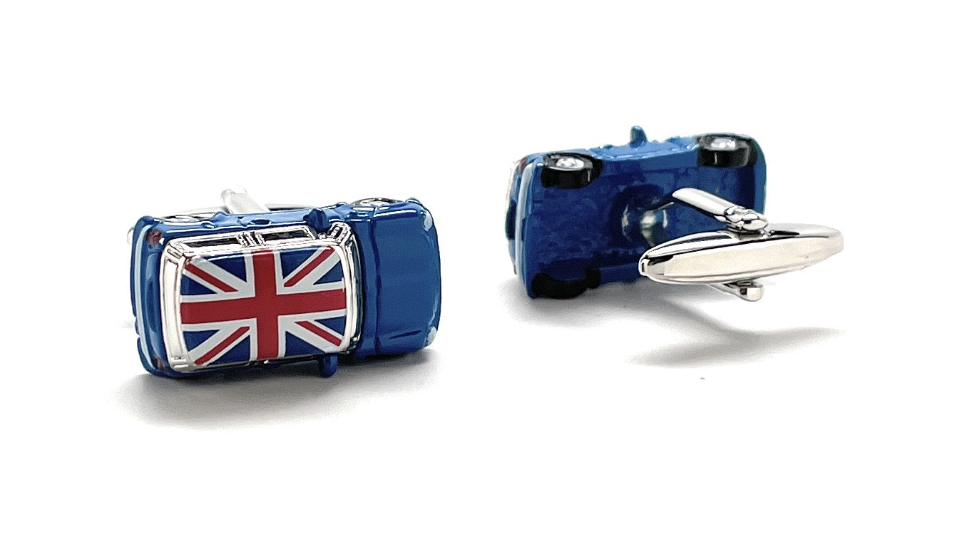 Cufflinks with Union Jack design on a white background