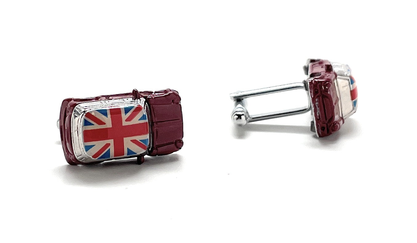 Cufflinks with Union Jack design on a white background