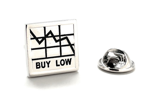 Buy Low Lapel Pin Stockmarket Investor Silver with Black Enamel Pin Lanyard Pin