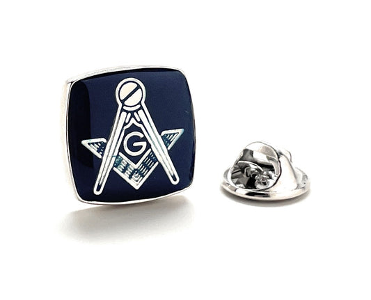 Freemason Lapel Pin Freemasonry Pin Silver Blue Polished Enamel Pin Masonic